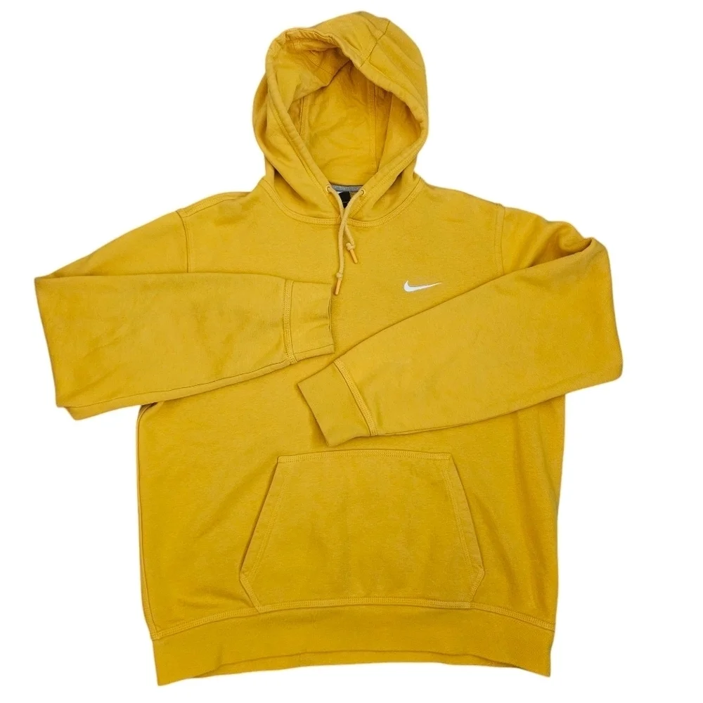 NIKE Mens‎ Size Large Club Fleece Pullover Hoodie Yellow With White Swoosh
